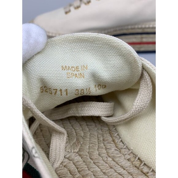 NIB Gucci Women's Platform Espadrilles with logo In White Size 38.5 - Picture 10 of 11